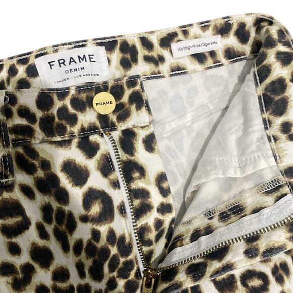 FRAME Ali High Rise Cigarette Jean Womens Sz 26 Leopard Slim Fit - Picture 3 of 6